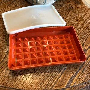 Vintage Tupperware 1292-7 Hot Dog Bacon Deli Meat Keeper Marinade w/Lid Paprika